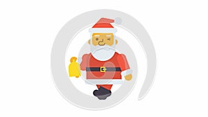 Santa walking holding bell and winking. Alpha channel