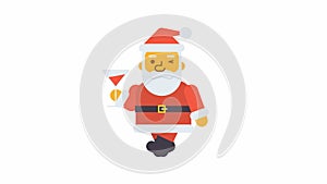 Santa walking holding glass. Alpha channel