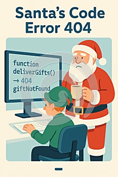 Santa Code Error Christmas Illustration
