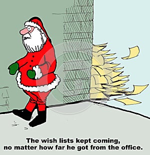 Santa and Wish Lists Following Him