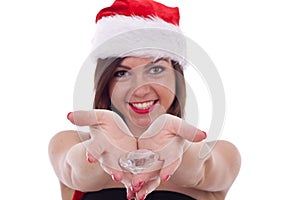 Santa woman offers a diamond