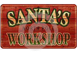 Santa Workshop Sign North Pole Wood Rustic