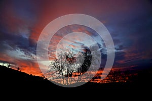 Santa Ynez valley orange sunset