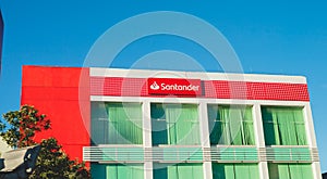 Santander. Facade of a bank branch of Santander bank