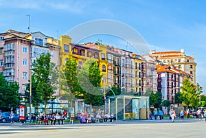 Santander, SPAIN, OCTOBER 30,2014: People are strolling through Calle Juan de Herrera in Santander, Spain...IMAGE