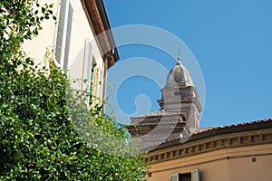 Santarcangelo view of the dome of the old church italy Rimini Italy