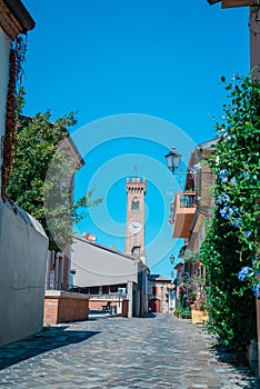 Santarcangelo view of the dome of the old church italy Rimini Italy