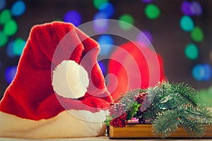 Santas hat and books