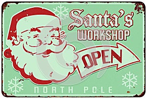 Santas Workshop Vintage Sign