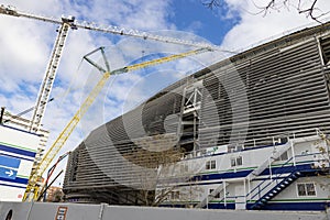 Santiago Bernabeu. Exterior of the Santiago Bernabéu stadium in full works and renovation