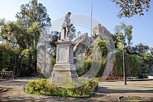 Santiago, Chile, a monument to the Conquistador Pedro de Valdivia.