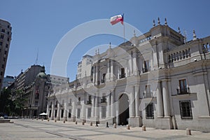 Santiago, Chile - 26 Nov, 2023: Palacio de la Moneda and Plaza Constitution photo