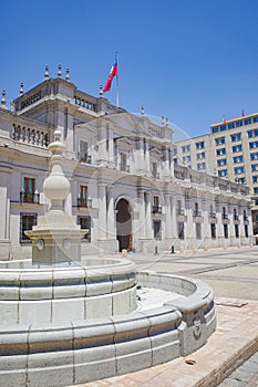 Santiago, Chile - 26 Nov, 2023: Palacio de la Moneda and Plaza Constitution photo