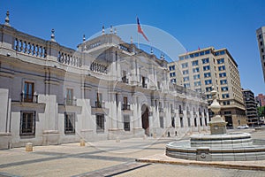 Santiago, Chile - 26 Nov, 2023: Palacio de la Moneda and Plaza Constitution photo