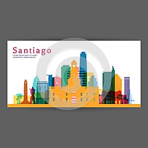 Santiago colorful architecture vector illustration photo