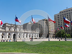 View of the presidential palace, known as La Moneda, in Santiago, Chile photo