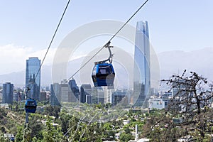 Santiago de Chile view, with the cable car in the foreground