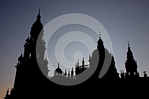 Santiago de Compostela Basilica dark silhouette from Praza das Praterias photo
