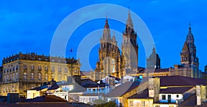 Santiago de Compostela Catedral by Night Panorama Galicia Spain photo