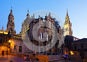 Santiago de Compostela Cathedral in evening photo