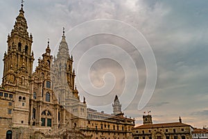 Santiago de Compostela Cathedral, Galicia, Spain. Obradeiro square in Santiago de Compostela The ending point of ancient pilgrim