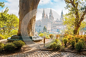 Santiago de Compostela Cathedral at sunrise, Galicia, Spain photo