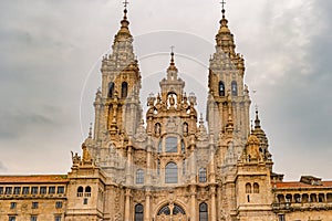 Santiago de Compostela Cathedral view from Obradoiro square. Cathedral of Saint James, Spain. Galicia, pilgrimage photo