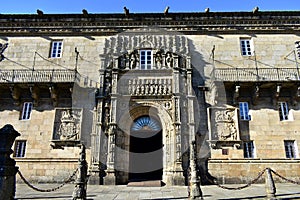 Catholic Monarchs Hospital, Santiago de Compostela, Spain. Plateresque style facade at Plaza del Obradoiro close to Cathedral. photo