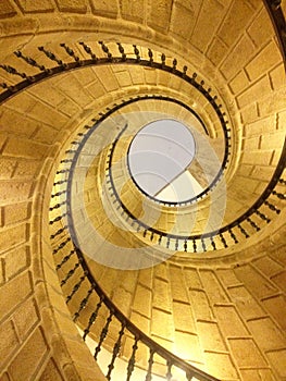 Spiral staircase in the Museo do Pobo Galego. The self-supporting spiral granite. Santiago de Compostela Galicia, Spain. photo