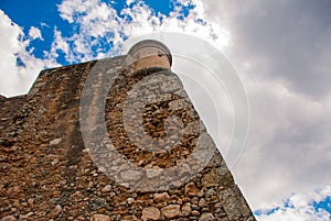 Santiago de Cuba, Cuba, Fort Castillo del Moro.: Landscape with a view of the fortress walls. Castle San Pedro de la Roca del Morr