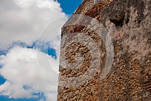 Santiago de Cuba, Cuba, Fort Castillo del Moro.: Landscape with a view of the fortress walls. Castle San Pedro de la Roca del Morr