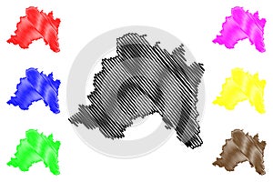 Santiago Metropolitan Region Republic of Chile, Administrative divisions of Chile map vector illustration, scribble sketch