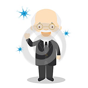 Santiago Ramon y Cajal cartoon character. Vector Illustration.