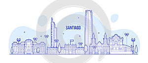 Santiago skyline Chile city buildings vector line photo