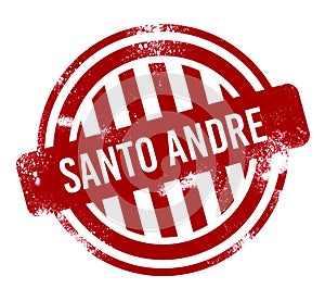 Santo Andre - Red grunge button, stamp