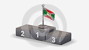 Santo Domingo de los Tsachilas 3D waving flag illustration on winner podium.