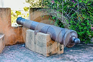 Santo Domingo, Dominican Republic. Cannon of defence, Museum of Las Casas Reales (The Royal House).