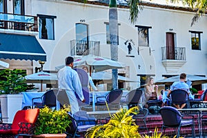 Santo Domingo, Dominican Republic. Famous place Las Atarazanas in Spanish Square with prestigious restaurants.