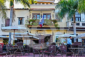 Santo Domingo, Dominican Republic. Famous place Las Atarazanas in Spanish Square with prestigious restaurants.