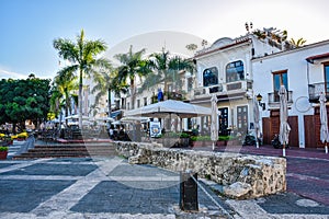 Santo Domingo, Dominican Republic. Famous place Las Atarazanas in Spanish Square with prestigious restaurants.