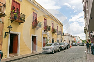 SANTO DOMINGO, DOMINICAN REPUBLIC - Febraury 25, 2018: Life around Columbus Park, El Conde street. Colonial Zone