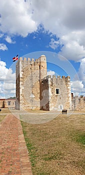 Santo Domingo, Dominican Republic -January 26, 2022. Medieval Tower Fortaleza Ozama