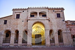 Santo Domingo, Dominican Republic. View of famous Cathedral in Columbus Park, Colonial Zone.