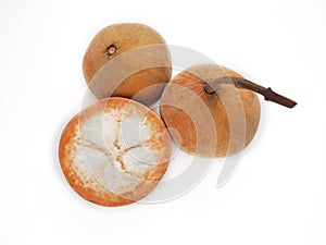 Santol fruit or sentul or red sentol or yellow santol  on white background