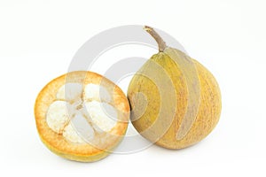 Santol seed tropical fruit on white