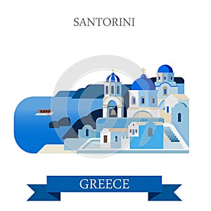 Santorini Aegean Sea Islands Greece flat vector attraction sight photo