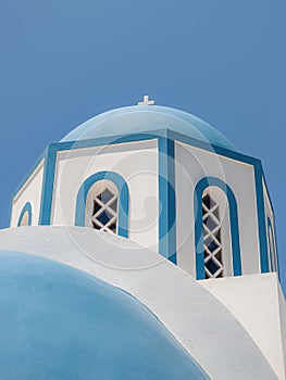 Santorini Blue Domed Church at Kamari