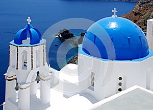 Santorini in blue and white photo