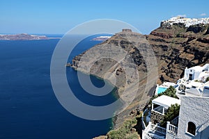 Santorini caldera seen from the village of Firostefani