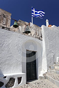 Santorini with church in Greece